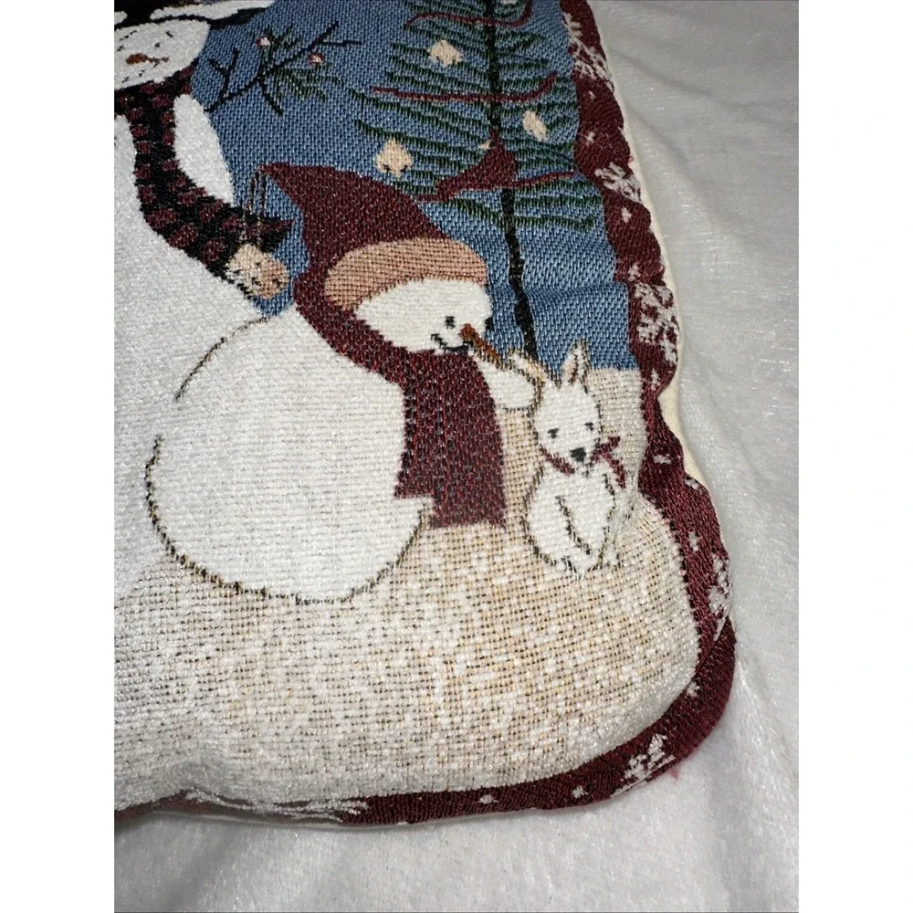 Snowman Family Tapestry Throw Pillow 15
